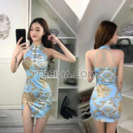 Váy sườn xám hở lưng gợi cảm tôn dáng form ôm mông |FAW381