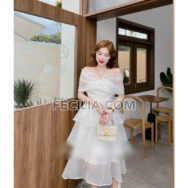 Váy xếp tầng màu trắng phối voan cực xinh |FAW424