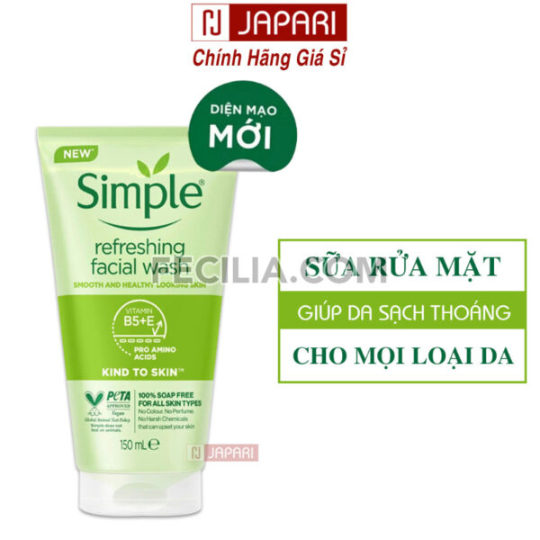 Combo Sữa Rửa Mặt + Nước Tẩy Trang + Toner Nước Hoa Hồng + Kem Dưỡng Ẩm Simple Chính Hãng |NTT090