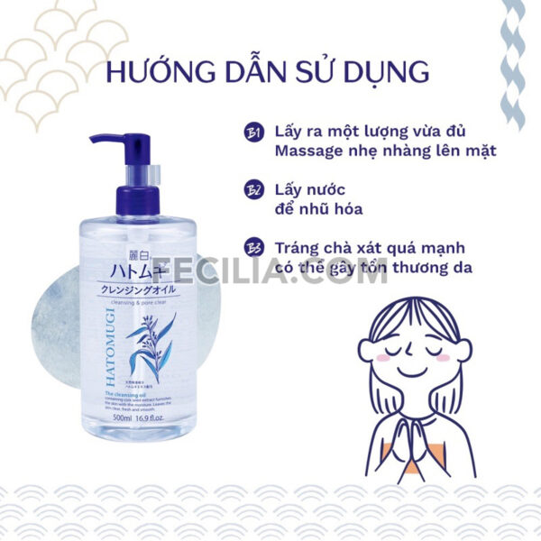 Dầu tẩy trang Hatomugi The Cleansing Oil 500ml dưỡng ẩm |NTT055