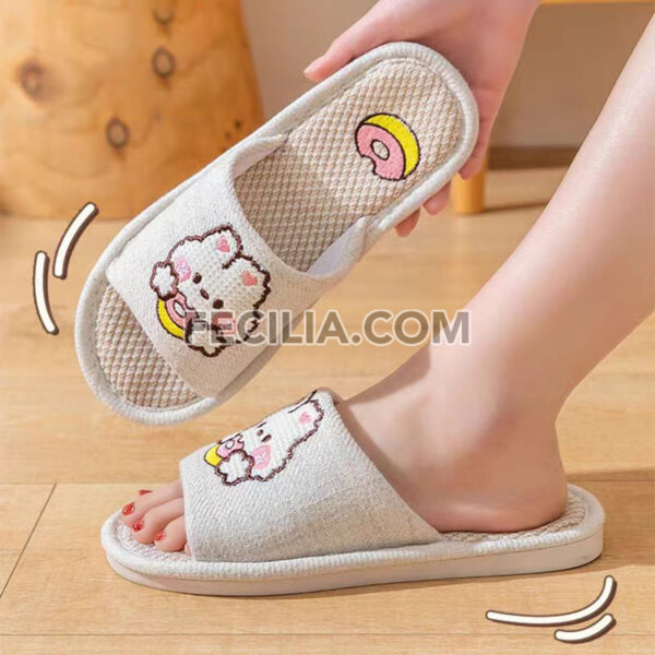 Dép Nữ đi trong nhà Dễ thương cho cặp đôi chất liệu vải lanh | DNTN005