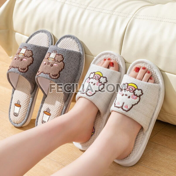 Dép Nữ đi trong nhà Dễ thương cho cặp đôi chất liệu vải lanh | DNTN005