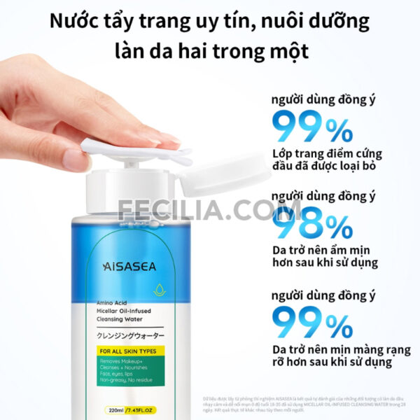 Nước Tẩy trang AISASEA 220ml kết hợp nước và dầu |NTT059