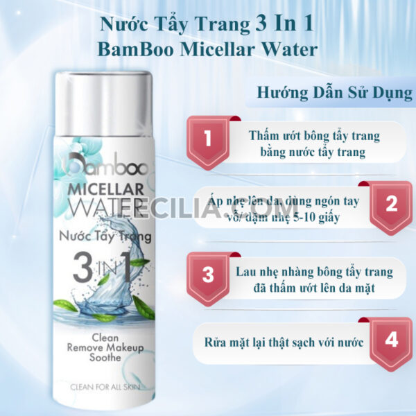 Nước tẩy trang Bamboo làm sạch da thu nhỏ lỗ chân lông 200ml |NTT051