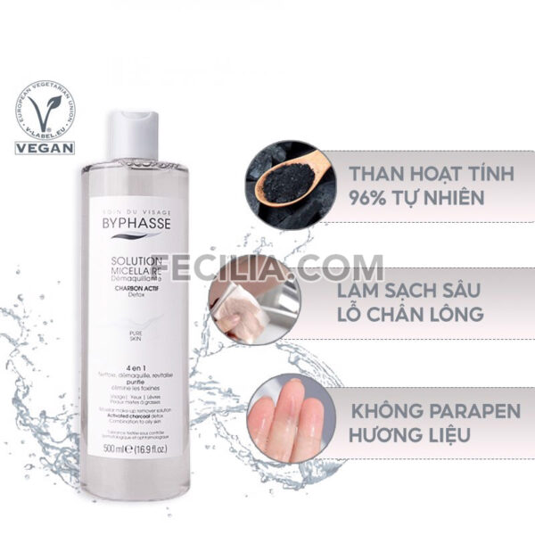 Nước Tẩy Trang Byphasse Solution Micellaire than hoạt tính 100ml, 500ml |NTT063