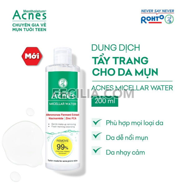 Nước tẩy trang cho da mụn Acnes Micellar Water 200ml |NTT083