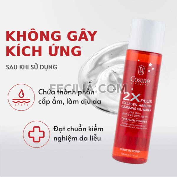 Nước tẩy trang Cosme 2X Plus Collagen - Arbutin Cleansing Oil Water dầu và nước 150ml |NTT105