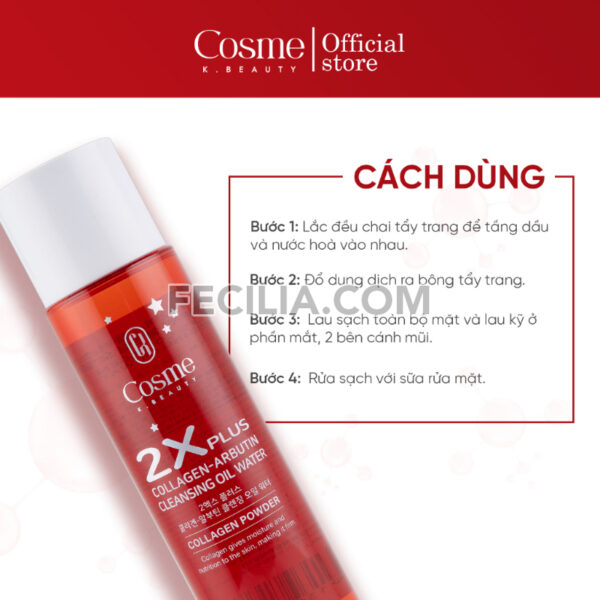 Nước tẩy trang Cosme 2X Plus Collagen - Arbutin Cleansing Oil Water dầu và nước 150ml |NTT105
