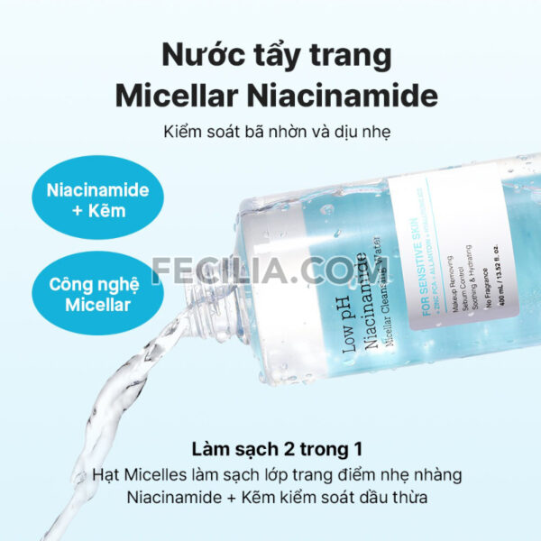 Nước tẩy trang COSRX Micellar Niacinamide 400ml sạch sâu |NTT093