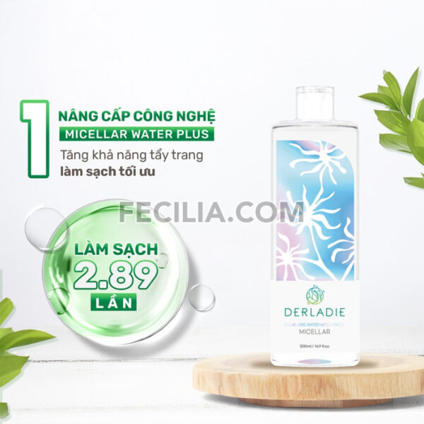 Nước Tẩy Trang Derladie Cleansing Water Witch Hazel 500ml ngừa mụn |NTT067