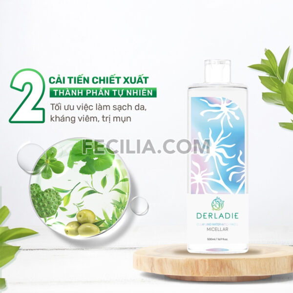 Nước Tẩy Trang Derladie Cleansing Water Witch Hazel 500ml ngừa mụn |NTT067
