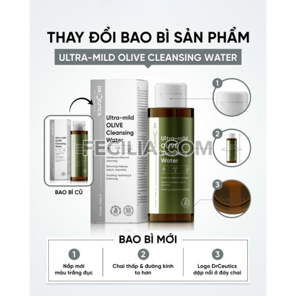 Nước Tẩy Trang DrCeutics Ultra Mild Olive Cleansing Water 310ml/500ml |NTT052
