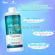 Nước tẩy trang Eveline Hyaluron Clinic B5 Puridetox cho da mụn |NTT054