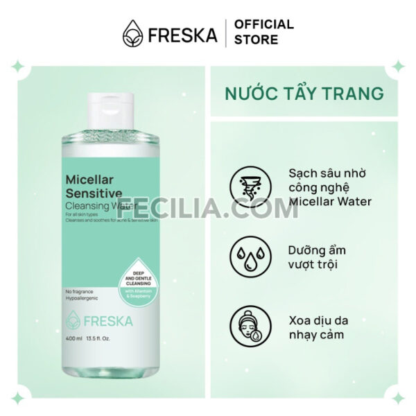 Nước tẩy trang Freska Micellar Sensitive Cleansing Water 400ml |NTT079