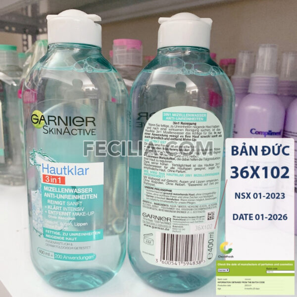 Nước tẩy trang Garnier Micellar 400ml |NTT096