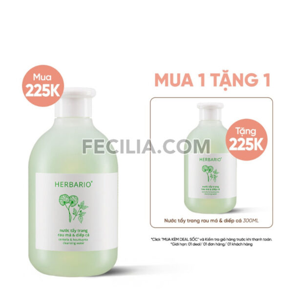 Nước Tẩy Trang Herbario 300ml tinh chất Rau má và Rau Diếp Cá |NTT087