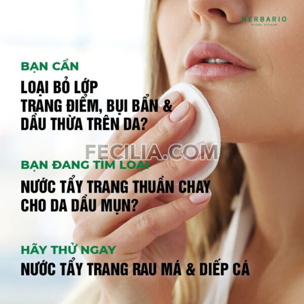 Nước Tẩy Trang Herbario 300ml tinh chất Rau má và Rau Diếp Cá |NTT087