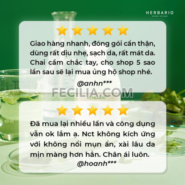 Nước Tẩy Trang Herbario 300ml tinh chất Rau má và Rau Diếp Cá |NTT087