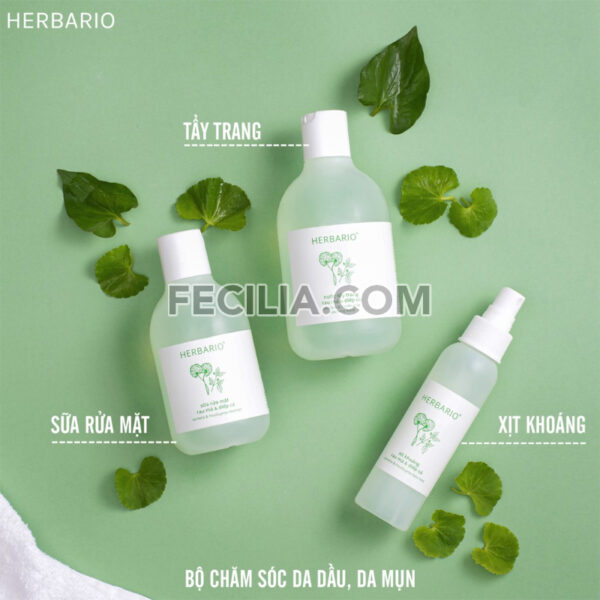 Nước Tẩy Trang Herbario 300ml tinh chất Rau má và Rau Diếp Cá |NTT087