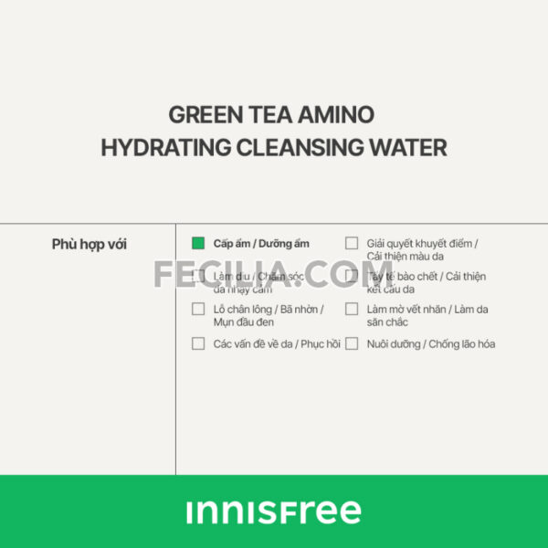 Nước Tẩy Trang Innisfree Green Tea Amino Cleansing Water 320ml |NTT065