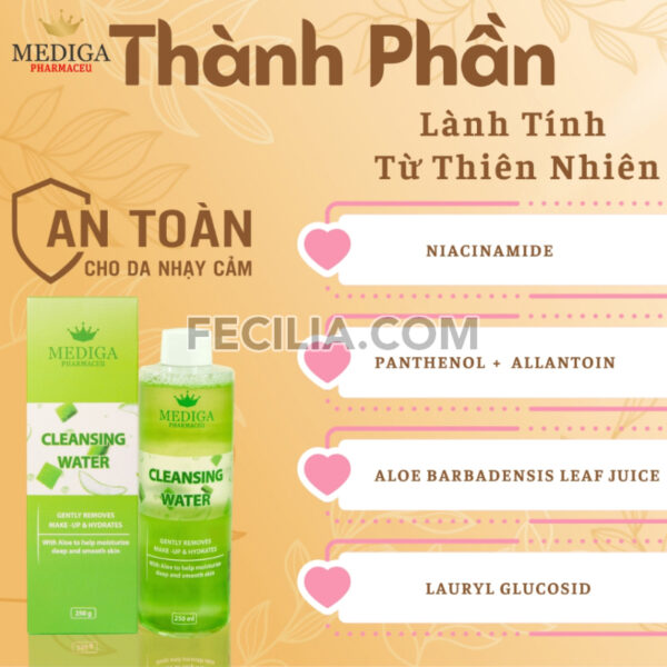 Nước tẩy trang làm sạch Mediga 250ml dịu nhẹ cho mọi loại da |NTT104