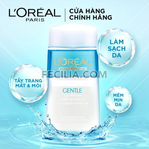 Nước tẩy trang mắt và môi L'Oreal Paris Gentle Care 125ml |NTT072