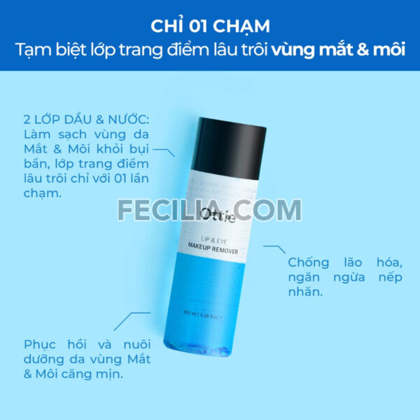 Nước tẩy trang Ottie Lip＆Eye Makeup Remover 100ml |NTT058