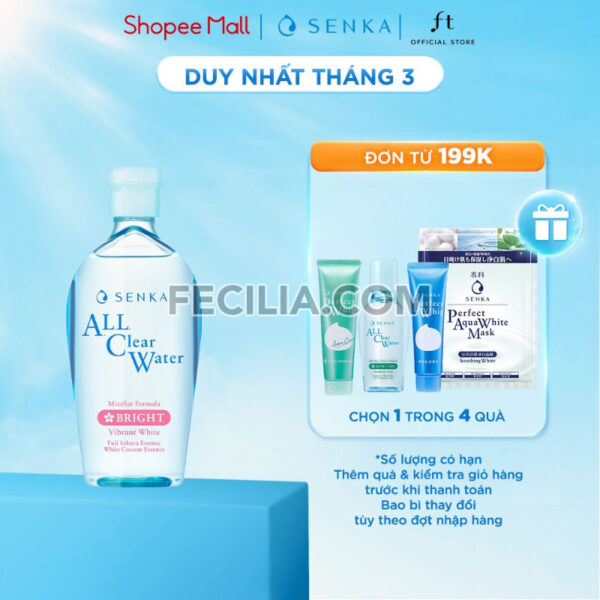 Nước Tẩy Trang Senka All Clear Water Micellar Formula White 230ml |NTT074
