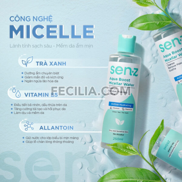 Nước tẩy trang SenZ Micellar Water 250ml làm sạch da chiết xuất tự nhiên |NTT088
