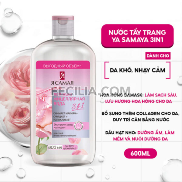 Nước Tẩy Trang YA SAMAYA Micellar Water 600ml 3 trong 1 |NTT070