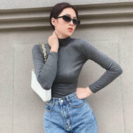 Áo Kiểu Nữ Cổ Lọ Tay Dài Chất Thun Cotton Lụa Mỏng Mịn Mát Fom Ôm Gọn Dáng | ATNU061