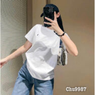 Áo phông nữ cotton tàu thêu ngựa cổ tròn form rộng siêu Hot | ATNU011