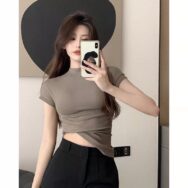 Áo thun cổ cao ôm body chất vải cao co dãn tốt thoải mái hàng order taobao | ATNU057
