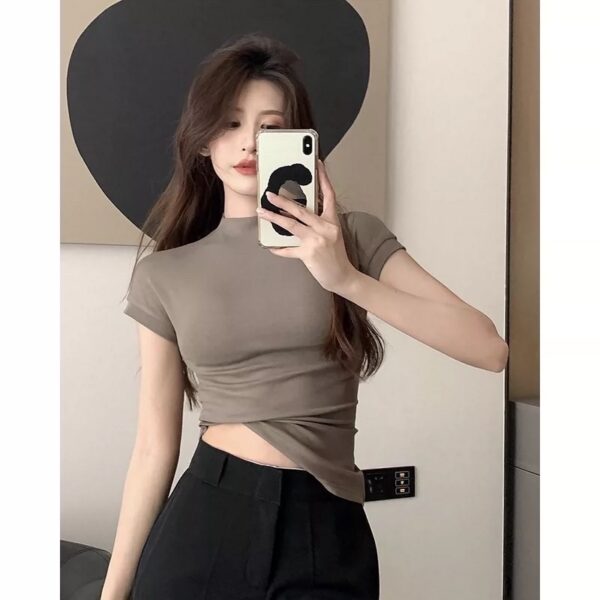 Áo thun cổ cao ôm body chất vải cao co dãn tốt thoải mái hàng order taobao | ATNU057