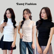 Áo Thun Cổ lọ tay ngắn Bigsize Nữ Cổ Lọ Sora.Mall Cotton co giãn | ATNU062
