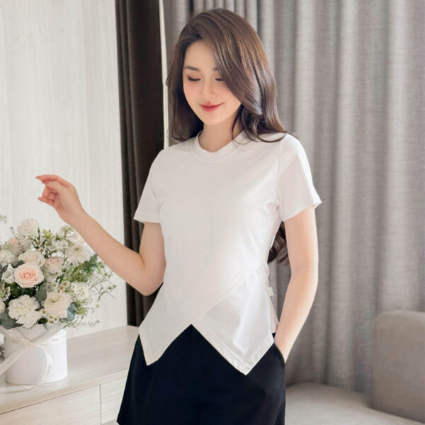 Áo thun cộc tay cổ tròn vạt chéo Form tôn dáng chất liệu cao cấp | ATNU044