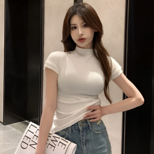 Áo Thun Nữ Cổ Cao tay ngắn thiết kế Ôm Body Hottrend | ATNU092