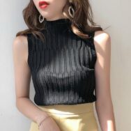 Áo Thun Nữ cổ lọ không tay, Ba Lỗ Cổ Lọ Không Tay Cá Tính | ATNU055