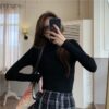 Áo thun nữ cổ lọ len tăm co dãn, Áo phông nữ cổ cao SUNA FASHION | ATNU066