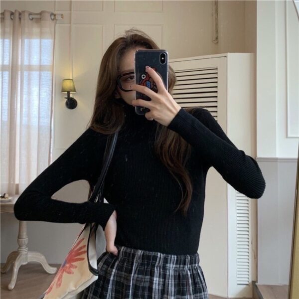 Áo thun nữ cổ lọ len tăm co dãn, Áo phông nữ cổ cao SUNA FASHION | ATNU066