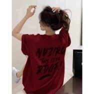 Áo thun nữ Đỏ mận y2k áo thun nữ chính hãng cổ tròn unisex bigsize áo phông ulzzang | ATNU006
