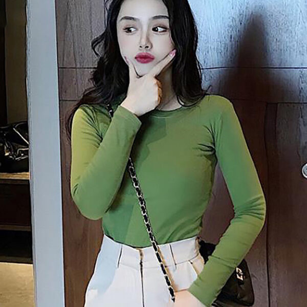 Áo thun Nữ tay dài cổ tròn màu thời trang mùa thu mềm mại | ATNU105