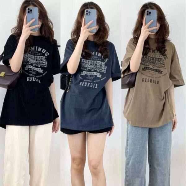 Áo thun Nữ Unisex cổ tròn, tay lỡ Cotton Form rộng dấu quần | ATNU034