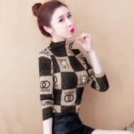 Áo thun tay dài cổ cao plus size cho phụ nữ trung niên | ATNU110