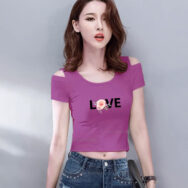 Áo Croptop Nữ Hở Vai Quyến Rũ Ôm Body Love Flower | ATNU159