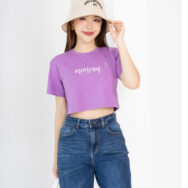 Áo croptop rộng in chữ - Áo laptop kiểu chất thun cotton | ATNU184