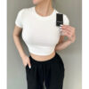 Áo Nữ Croptop tay ngắn cổ tròn chất liệu Cotton ôm sát | ATNU171