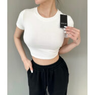 Áo Nữ Croptop tay ngắn cổ tròn chất liệu Cotton ôm sát | ATNU171