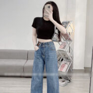 Áo thun Croptop Nữ Gân Len cổ tròn tay ngắn | ATNU147
