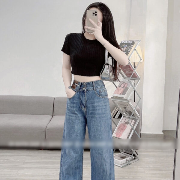 Áo thun Croptop Nữ Gân Len cổ tròn tay ngắn | ATNU147
